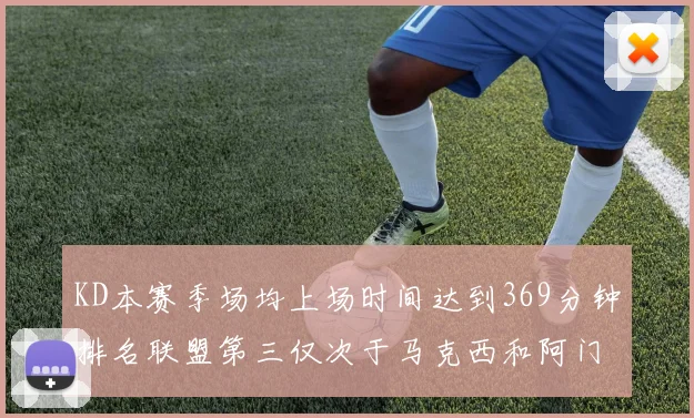 KD本赛季场均上场时间达到369分钟排名联盟第三仅次于马克西和阿门